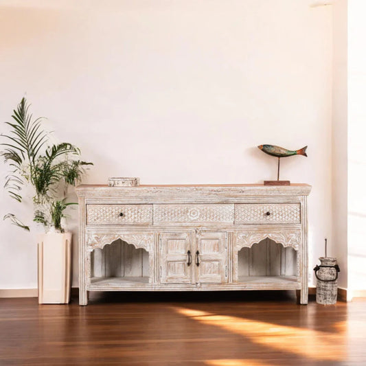 Hand - Carved Wooden Console Table Console Table - Bone Inlay Furnitures