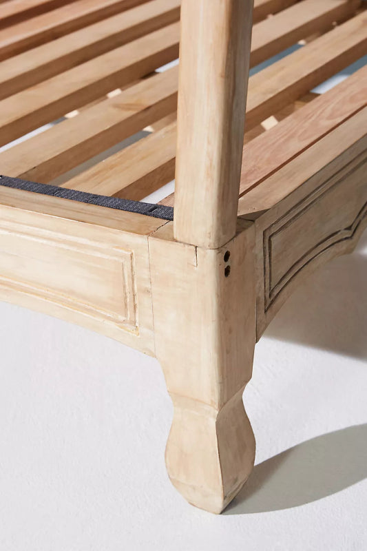 Hand Carved Wooden Lotus Daybed Antique Design of Sofa Daybed - Bone Inlay Furnitures