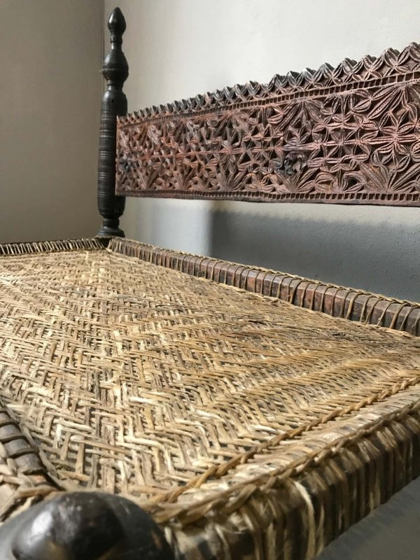 Hand Carved Wooden Vintage Sofa Bench bench - Bone Inlay Furnitures