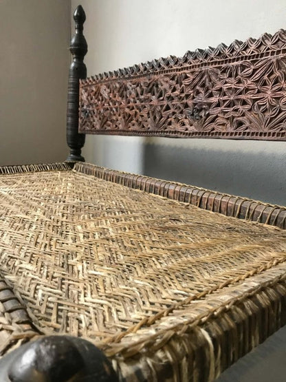 Hand Carved Wooden Vintage Sofa Bench bench - Bone Inlay Furnitures