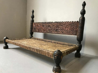 Hand Carved Wooden Vintage Sofa Bench bench - Bone Inlay Furnitures
