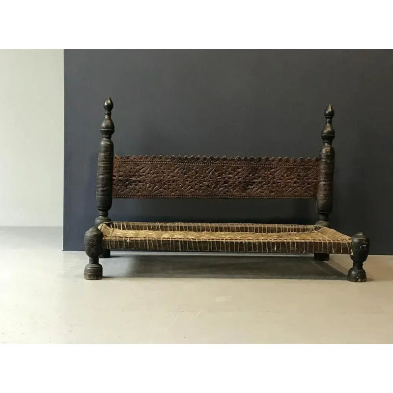 Hand Carved Wooden Vintage Sofa Bench bench - Bone Inlay Furnitures