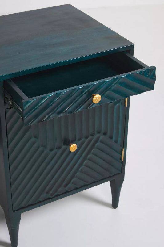 Hand Carved Work Desk in Indigo Color | Wooden Laptop Desk work desk - Bone Inlay Furnitures