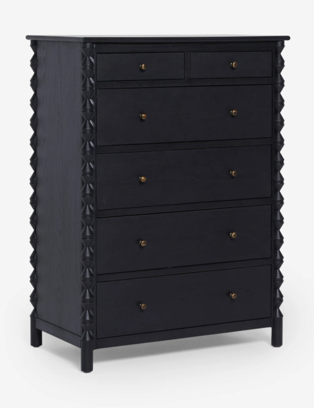 Hand-Crafted Black Solid Wood Tall Dresser | 6 Drawer Storage Chest Bone Inlay Furnitures Hand-Crafted Black Solid Wood Tall Dresser | 6 Drawer Storage Chest Bone Inlay Furnitures