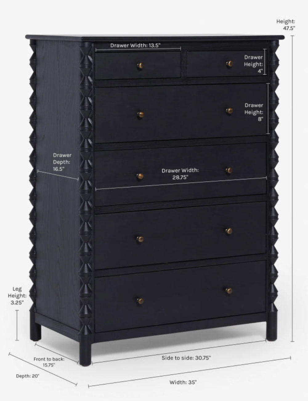 Hand-Crafted Black Solid Wood Tall Dresser | 6 Drawer Storage Chest Bone Inlay Furnitures Hand-Crafted Black Solid Wood Tall Dresser | 6 Drawer Storage Chest Bone Inlay Furnitures
