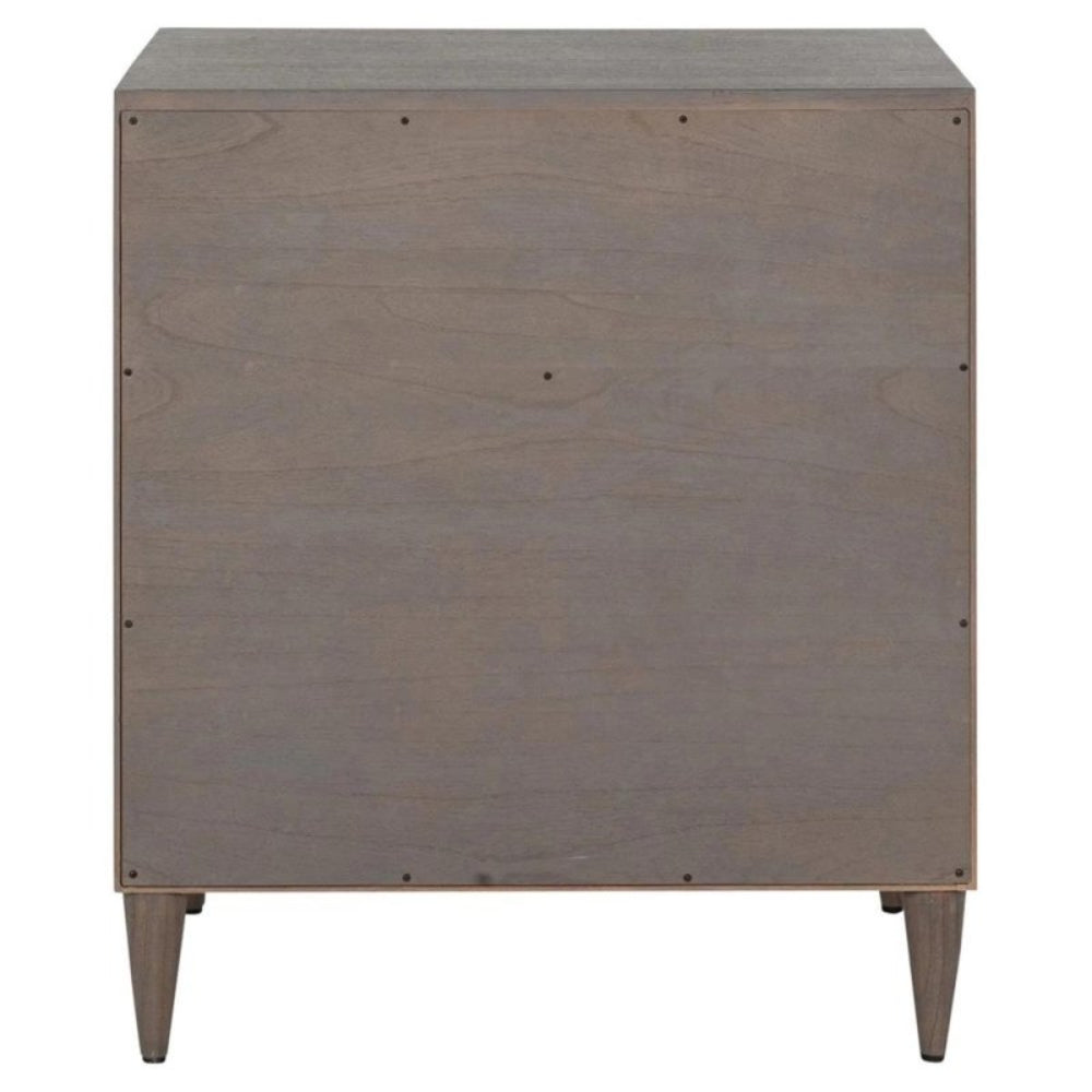 Hand - Crafted Coastal Beach Woven Rattan Brown Solid Wood Nightstand Nightstand - Bone Inlay Furnitures