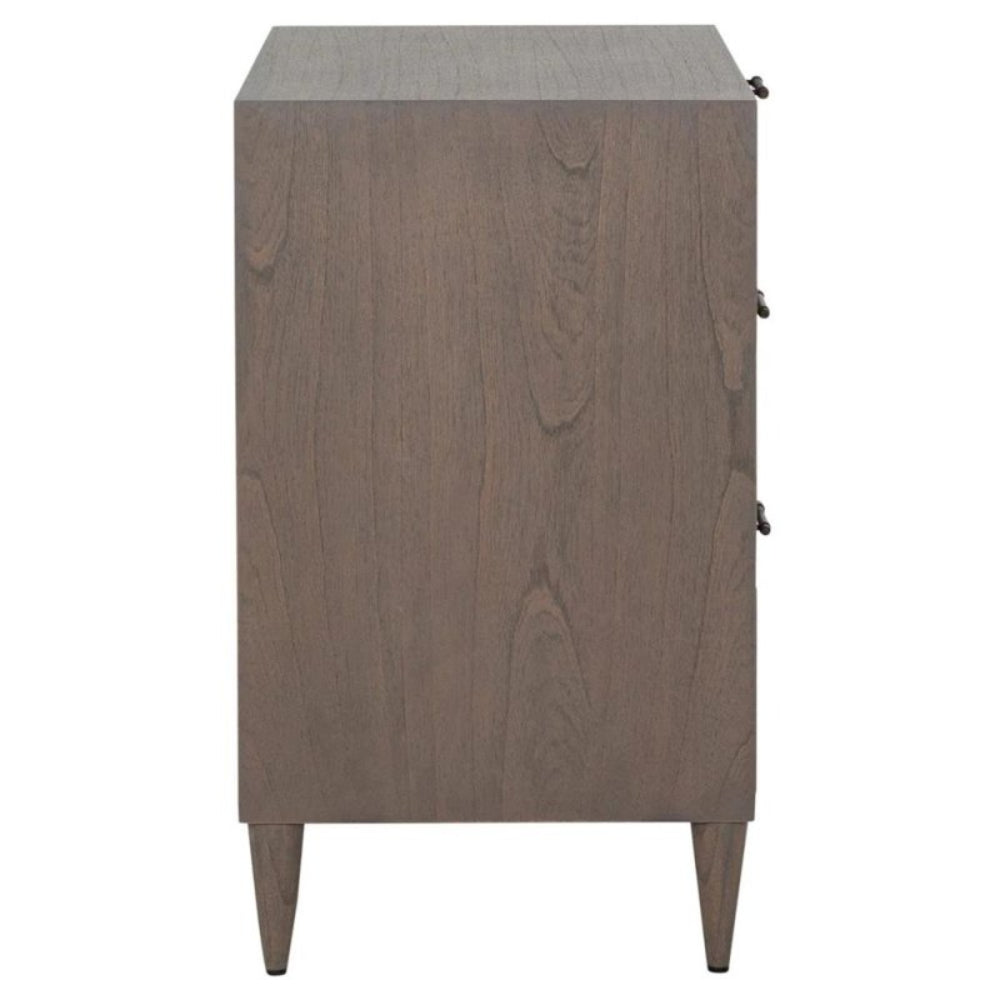 Hand - Crafted Coastal Beach Woven Rattan Brown Solid Wood Nightstand Nightstand - Bone Inlay Furnitures