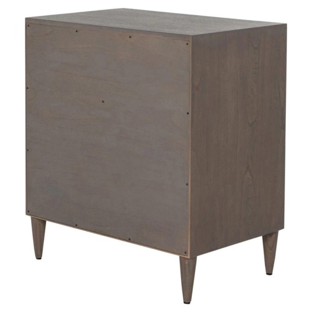 Hand - Crafted Coastal Beach Woven Rattan Brown Solid Wood Nightstand Nightstand - Bone Inlay Furnitures