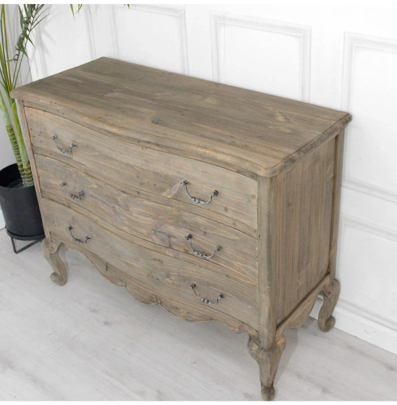 Hand Crafted Rustic French Style Wooden Three Drawer Chest Chest of Drawers - Bone Inlay Furnitures
