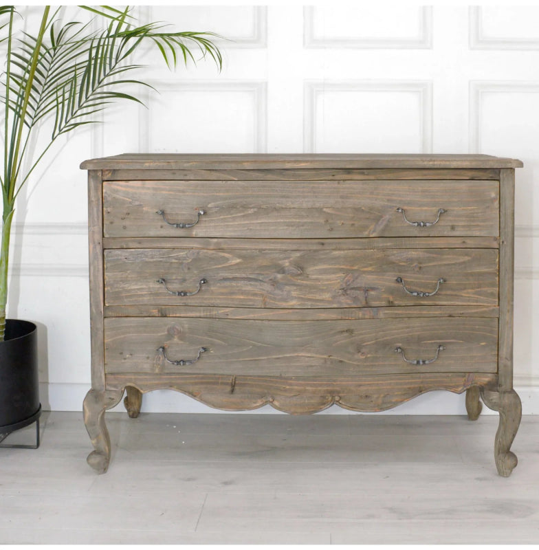 Hand Crafted Rustic French Style Wooden Three Drawer Chest Chest of Drawers - Bone Inlay Furnitures