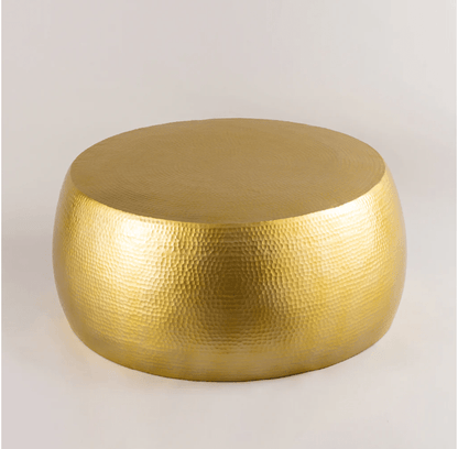Hand Embossed Hammered Coffee Table | Brass Round Center Table Coffee Table - Bone Inlay Furnitures