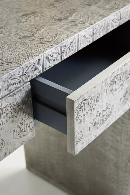 Hand - Embossed Lotus Console Table | Entryway Table with Storage console table - Bone Inlay Furnitures
