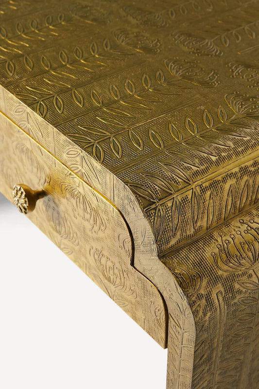 Hand - Embossed Lotus Console Table | Entryway Table with Storage console table - Bone Inlay Furnitures