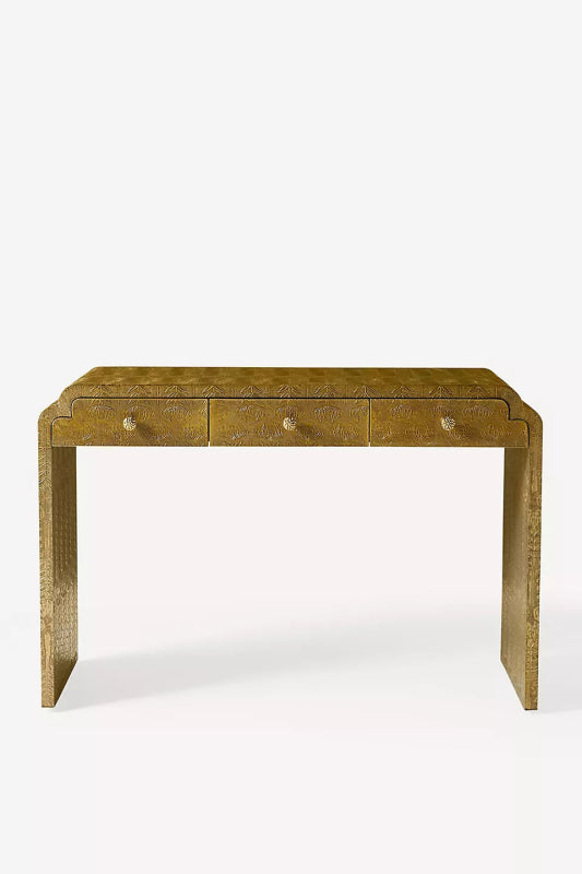 Hand - Embossed Lotus Console Table | Entryway Table with Storage console table - Bone Inlay Furnitures