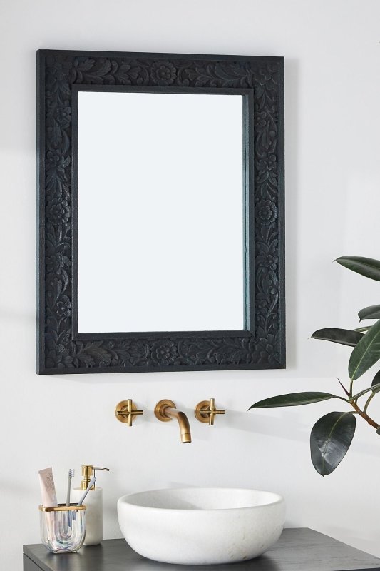Handcarved Lombok Mirror Frame | Bathroom Mirror Frame mirror frame - Bone Inlay Furnitures