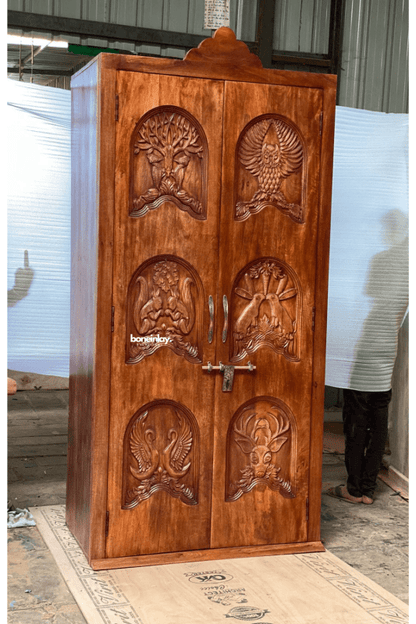 Handcarved Menagerie Armoire Armoire - Bone Inlay Furnitures