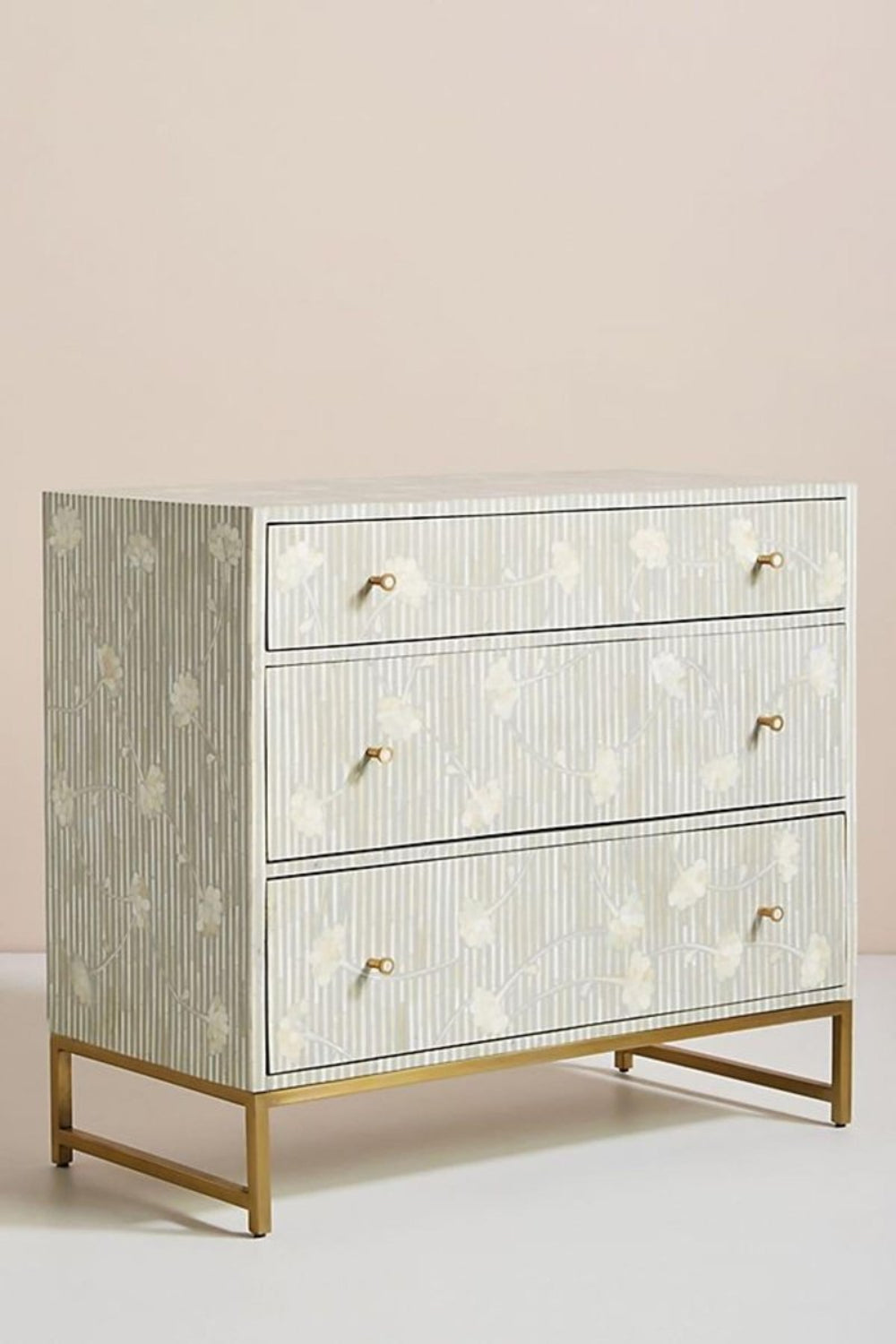 Handmade Ada Bone Inlay Chest of Three Drawers