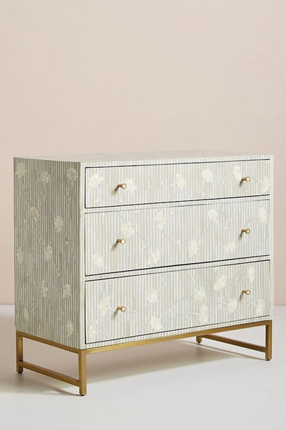 Handmade Ada Bone Inlay Chest of Three Drawers