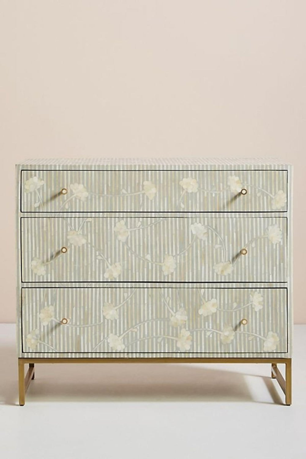 Handmade Ada Bone Inlay Chest of Three Drawers