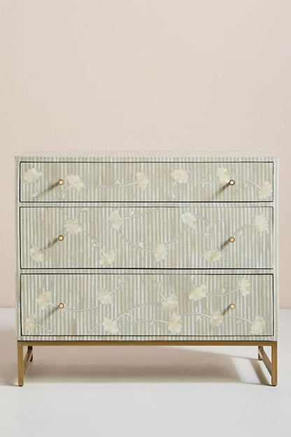 Handmade Ada Bone Inlay Chest of Three Drawers