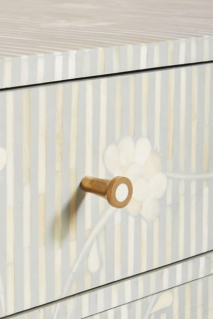 Handmade Ada Bone Inlay Chest of Three Drawers