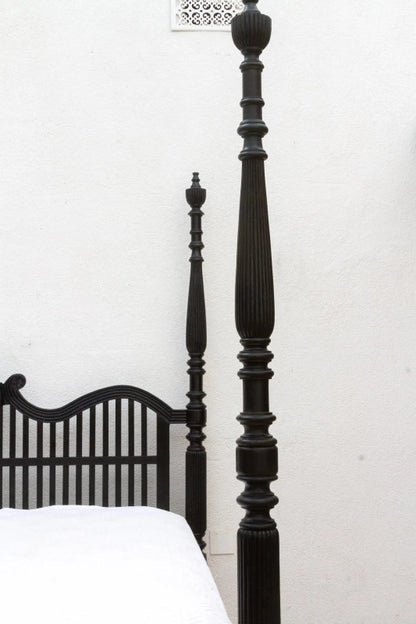 Handcrafted Finely Carved British Colonial Four - Poster Wooden Bed Bed - Bone Inlay Furnitures