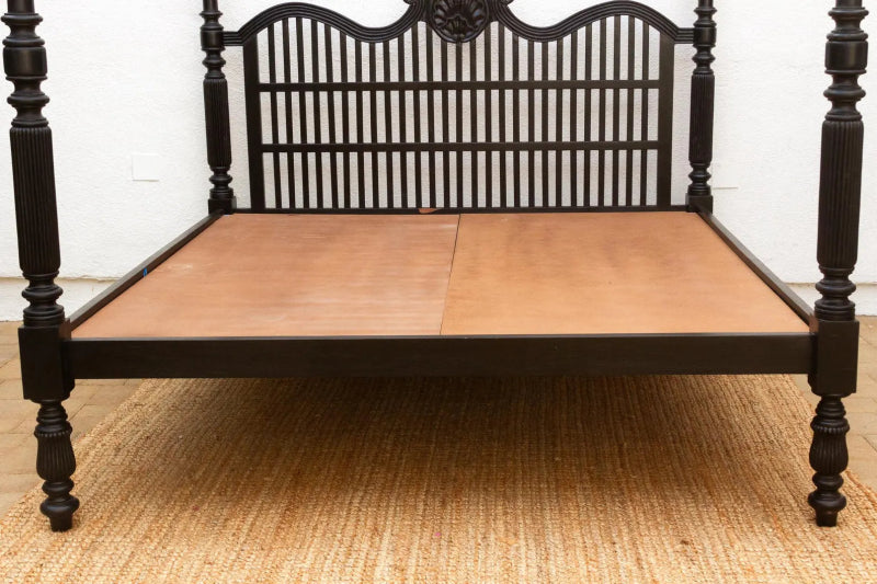 Handcrafted Finely Carved British Colonial Four - Poster Wooden Bed Bed - Bone Inlay Furnitures