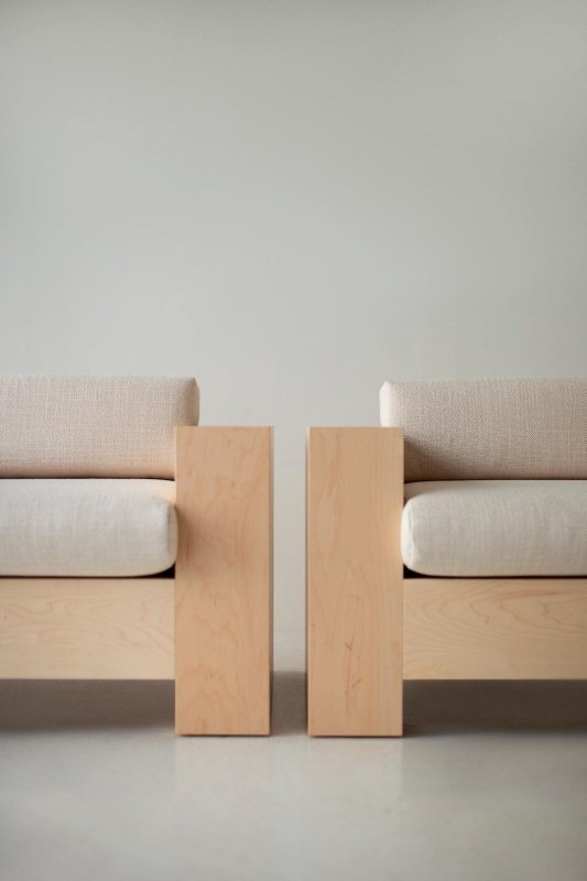 Handcrafted Modern Wooden Low Lounge Arm Chair Set (2 Pcs of Sofa) Chair - Bone Inlay Furnitures