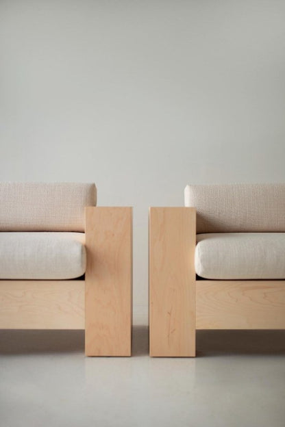 Handcrafted Modern Wooden Low Lounge Arm Chair Set (2 Pcs of Sofa) Chair - Bone Inlay Furnitures