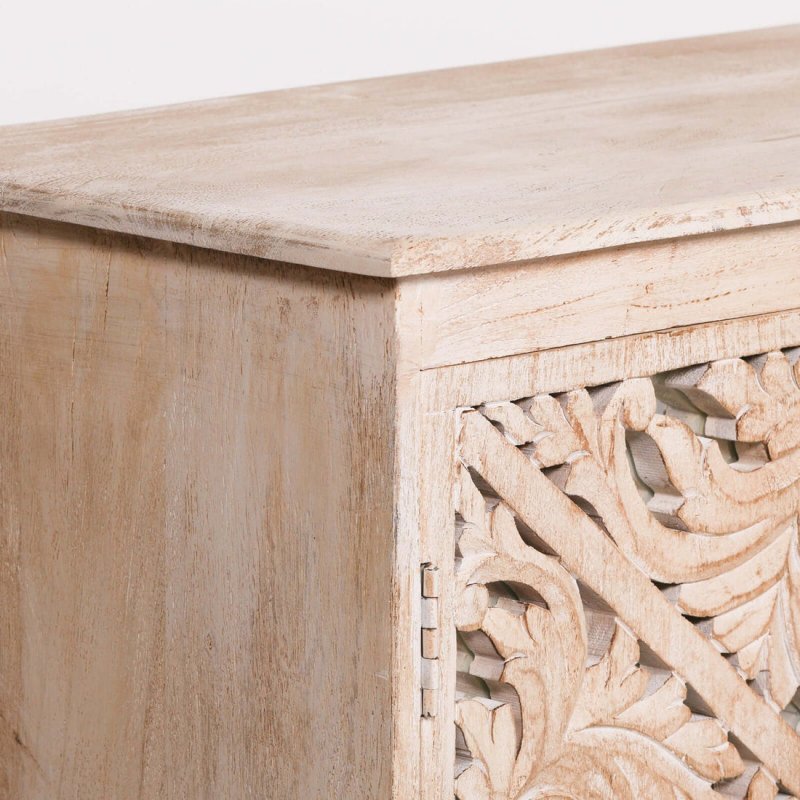 Handcrafted Solid Wood Indian Buffet | Stylish Carved Cabinet Design Buffet & Sideboard - Bone Inlay Furnitures