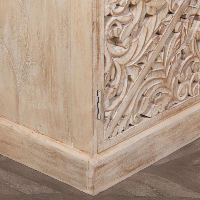 Handcrafted Solid Wood Indian Buffet | Stylish Carved Cabinet Design Buffet & Sideboard - Bone Inlay Furnitures