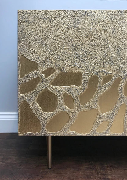 Handmade Art Deco Style Four Doors in Elegant Golden Metal Sideboard Buffet & Sideboard - Bone Inlay Furnitures