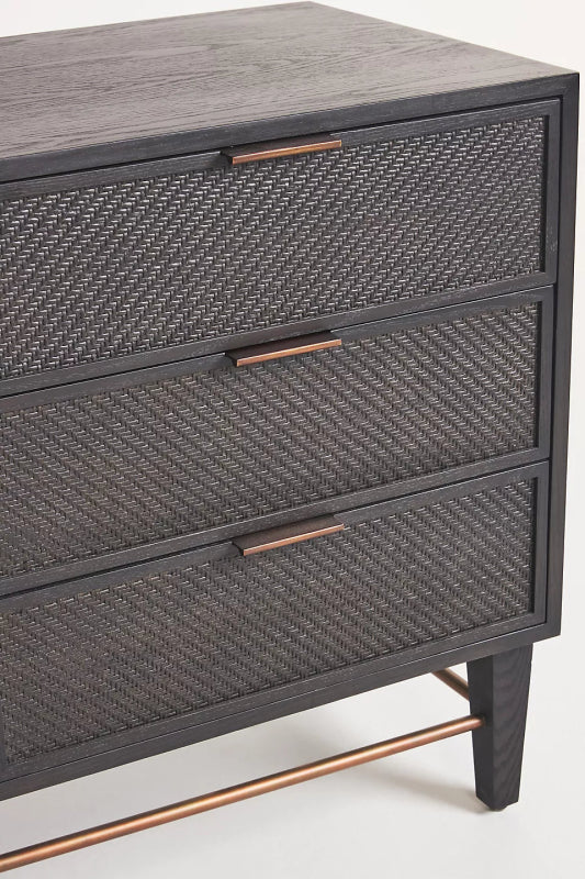 Handmade Black Wallace Two Door And Three Drawer Cane Sideboard Buffet & Sideboard - Bone Inlay Furnitures