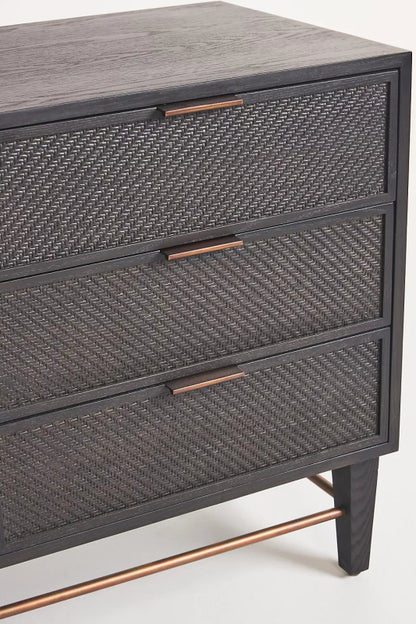 Handmade Black Wallace Two Door And Three Drawer Cane Sideboard Buffet & Sideboard - Bone Inlay Furnitures