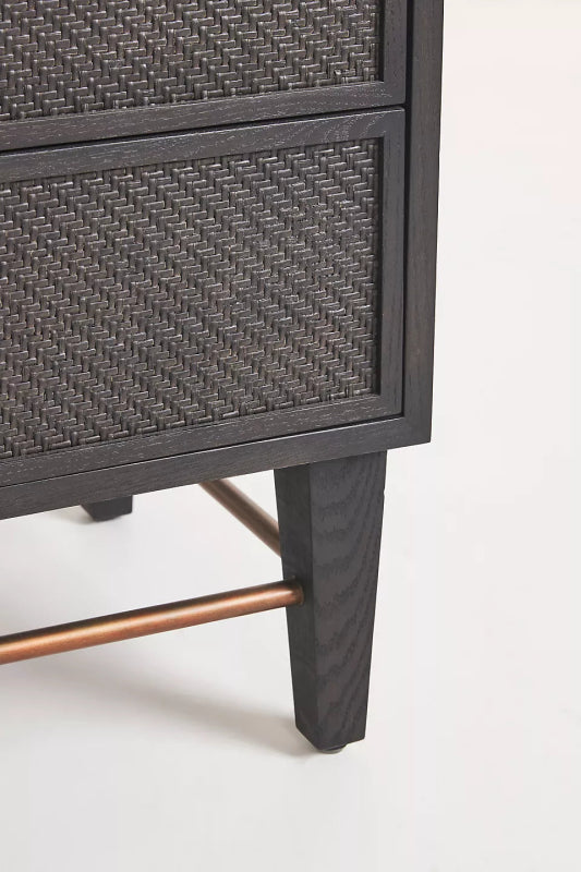 Handmade Black Wallace Two Door And Three Drawer Cane Sideboard Buffet & Sideboard - Bone Inlay Furnitures