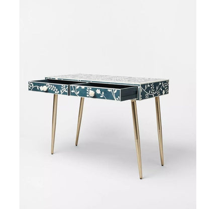 Handmade Blue Floral Inlay Desk & Dressing Table work desk - Bone Inlay Furnitures