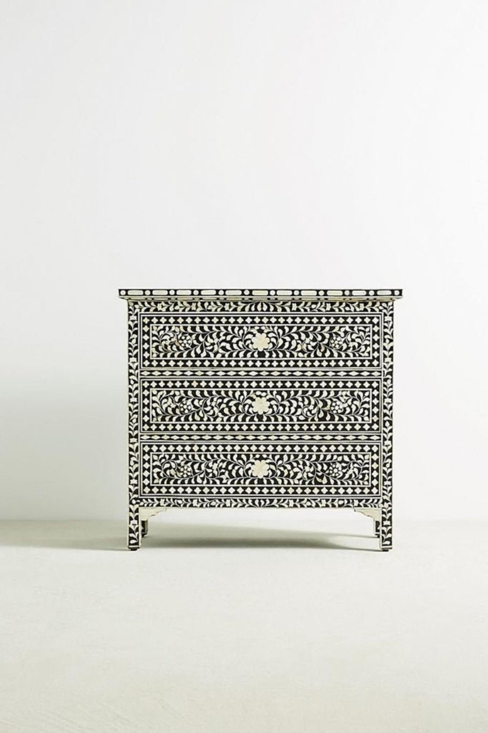 Floral Bone Inlay 3-Drawer Dresser