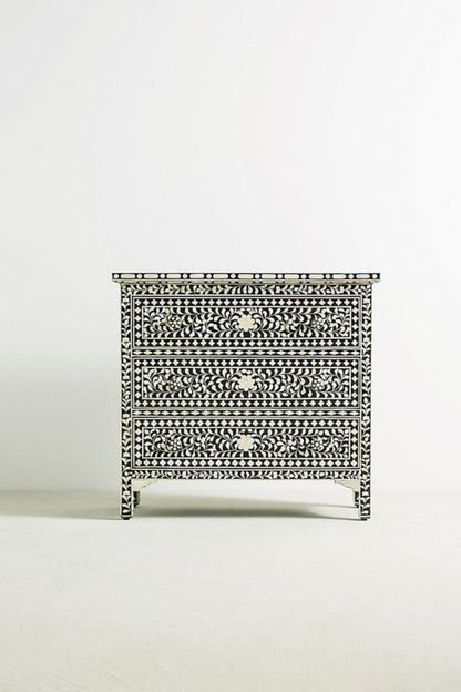 Floral Bone Inlay 3-Drawer Dresser