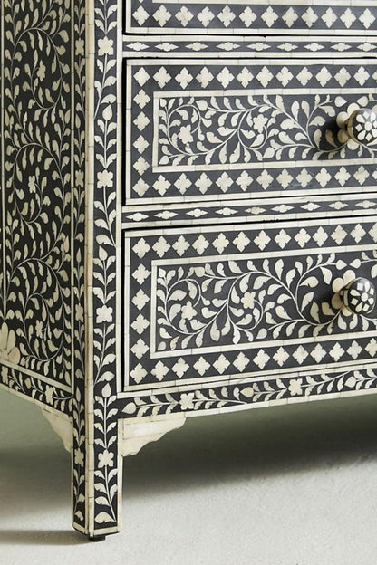 Floral Bone Inlay 3-Drawer Dresser