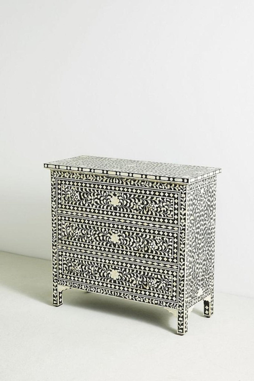 Floral Bone Inlay 3-Drawer Dresser