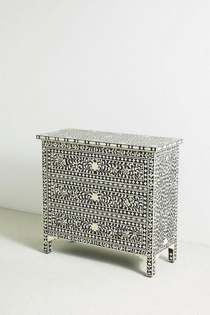 Floral Bone Inlay 3-Drawer Dresser