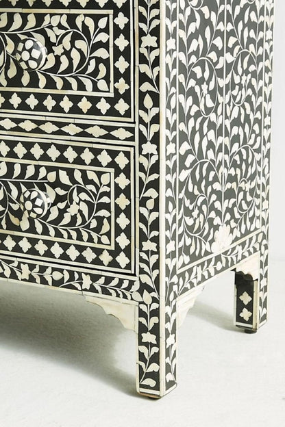 Floral Bone Inlay 3-Drawer Dresser