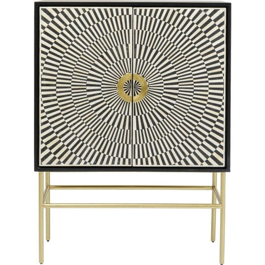 Handmade Bone Inlay Antique Bar cabinet | Beer Storage furniture Black & White Color Bar Cabinet - Bone Inlay Furnitures