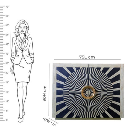 Handmade Bone Inlay Bar Cabinet with Two Door in Black and White Color Bar Cabinet - Bone Inlay Furnitures