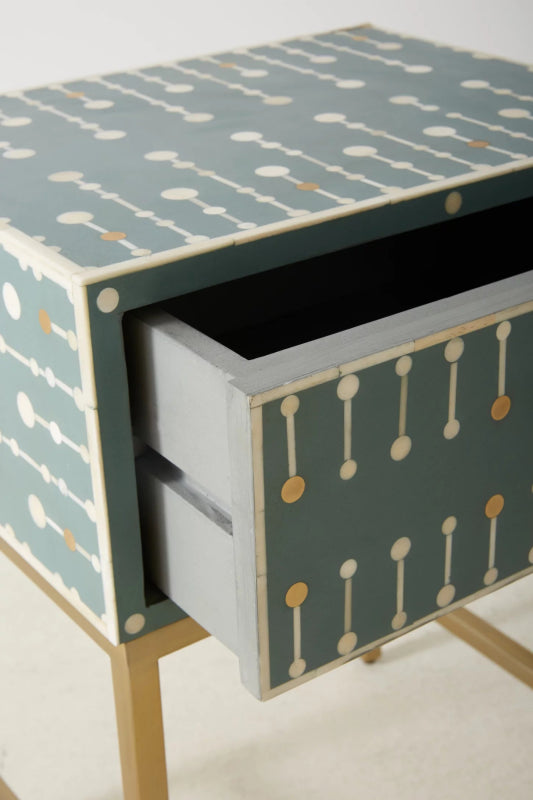 Handmade Bone Inlay Bedside Table Nightstand Lamp Bedside Table - Bone Inlay Furnitures