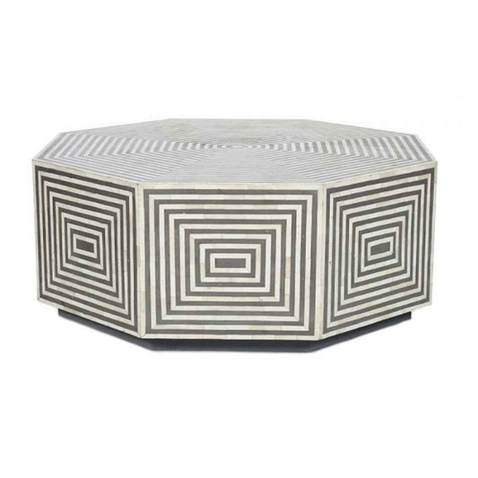Handmade Bone inlay Center Table | Bone inlay Coffee Table Black & White Color Center Table - Bone Inlay Furnitures