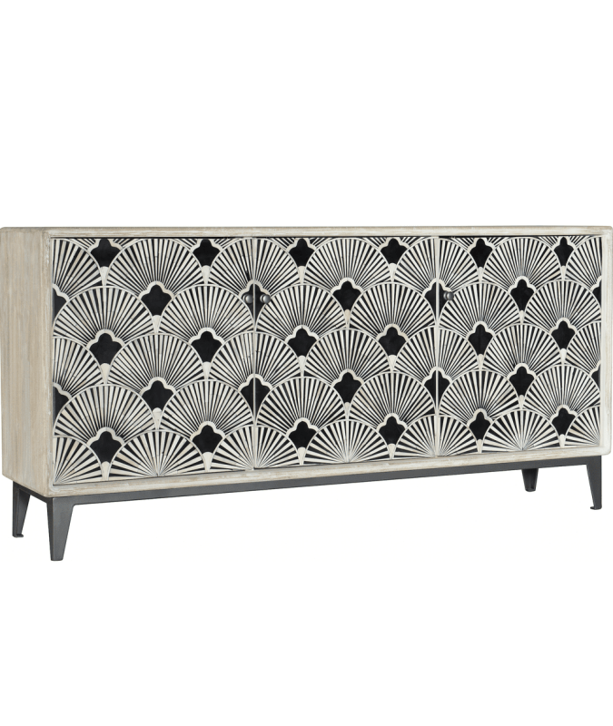 Handmade Bone Inlay Entertainment Unit | Hand Crafted Media Console Media Console - Bone Inlay Furnitures