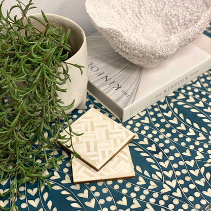 Handmade Bone Inlay Floral Pattern Blue Chest of Drawer | Luxury Dresser in Blue Color Chest of Drawers - Bone Inlay Furnitures