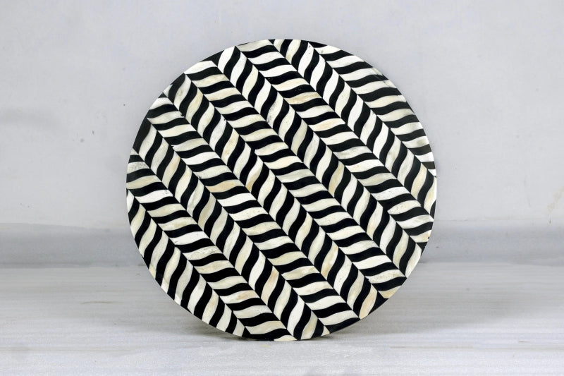 Handmade Bone Inlay Floral Pattern White and Black with Brass Legs Side table Bedside Table - Bone Inlay Furnitures