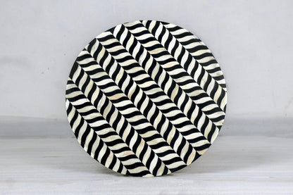 Handmade Bone Inlay Floral Pattern White and Black with Brass Legs Side table Bedside Table - Bone Inlay Furnitures